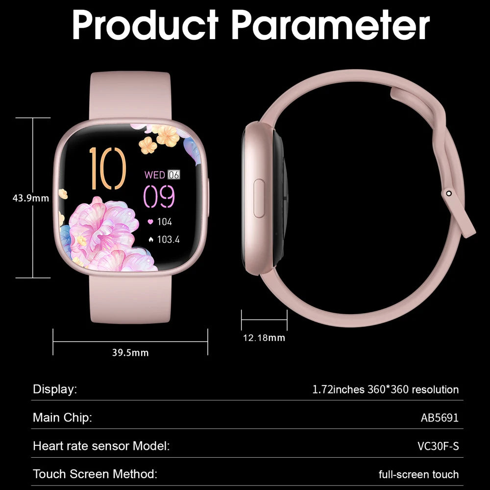 Outdoor Multi-function Smartwatch Women Men Blue Tooth Call Smart Watch Health Monitoring Cubic Style Ul Sports 1ATM Waterproof