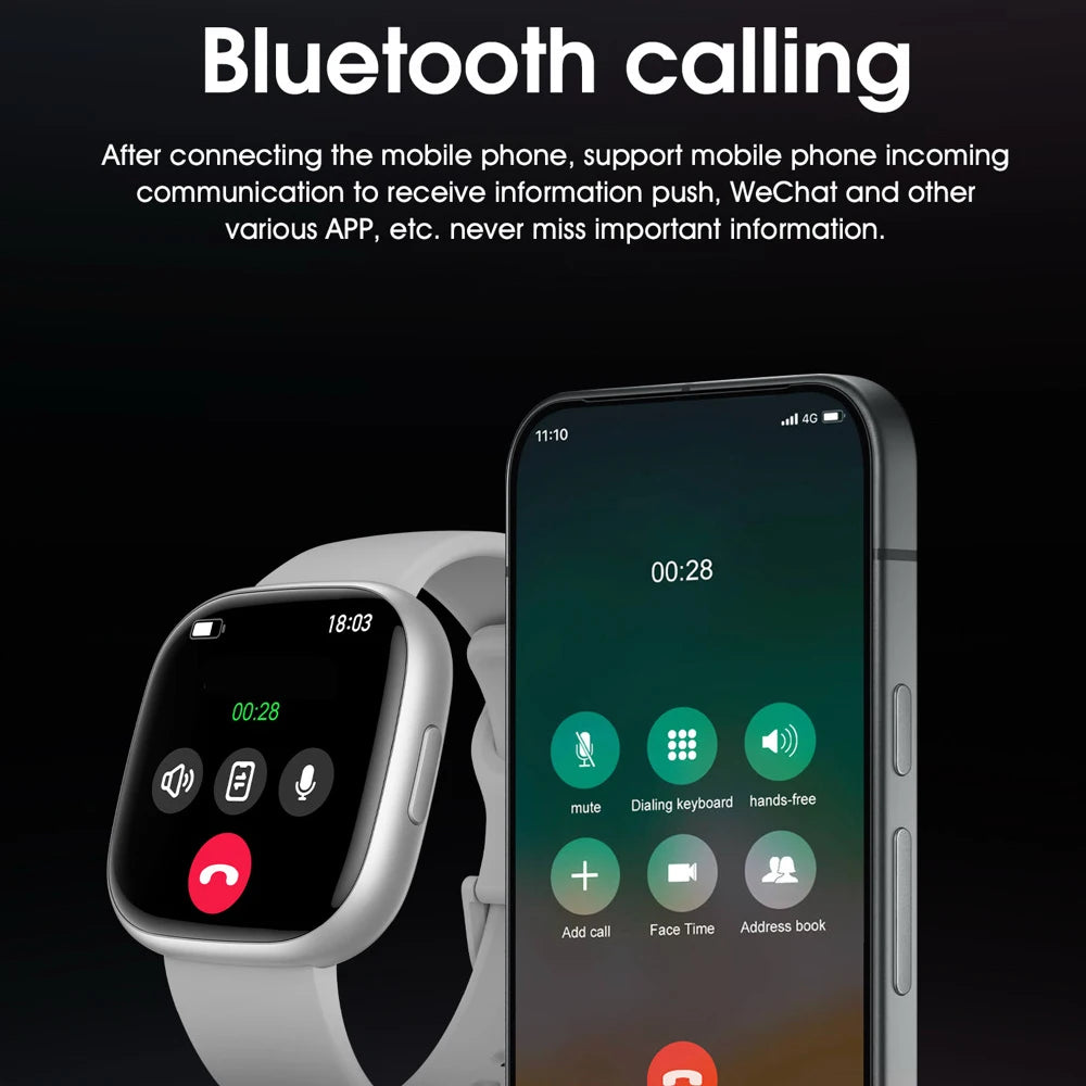 Outdoor Multi-function Smartwatch Women Men Blue Tooth Call Smart Watch Health Monitoring Cubic Style Ul Sports 1ATM Waterproof