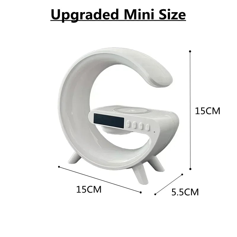 Wireless Charger Stand Pad RGB G Light Alarm Clock Speaker For iPhone 16 15 14 13 Samsung Xiaomi Mini Fast Charging Dock Station