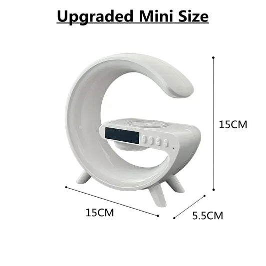 Wireless Charger Stand Pad RGB G Light Alarm Clock Speaker For iPhone 16 15 14 13 Samsung Xiaomi Mini Fast Charging Dock Station