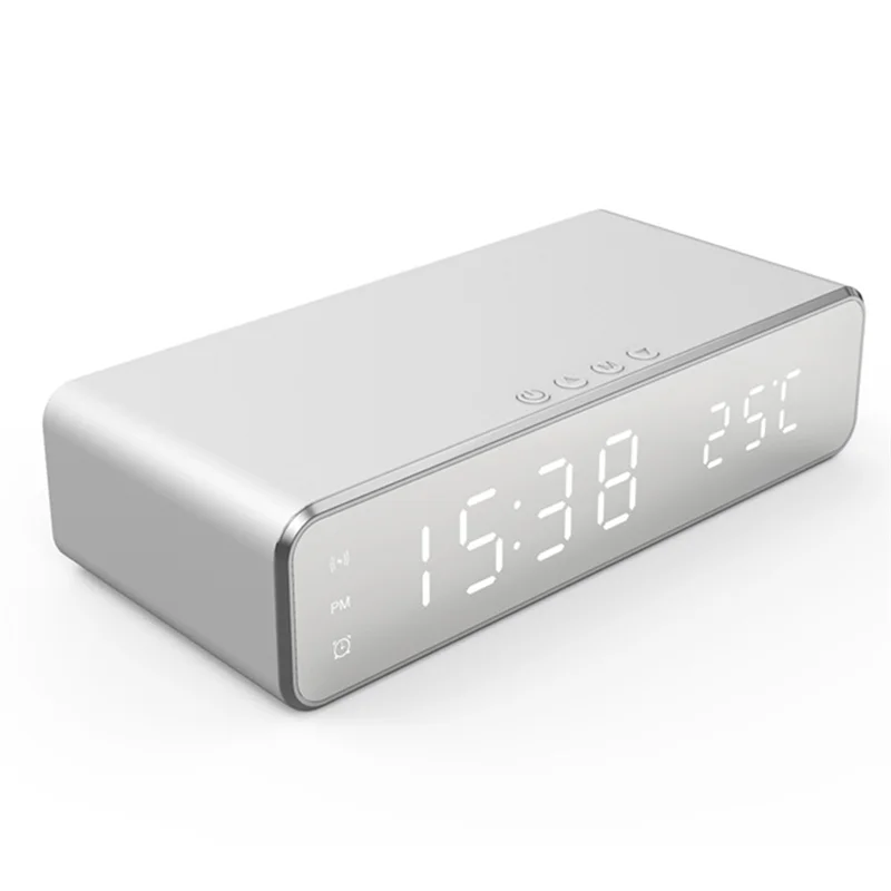 Stable Performance-Wireless Charger Time Alarm Clock LED Digital Thermometer Earphone Phone Chargers Fast Charging Dock Station